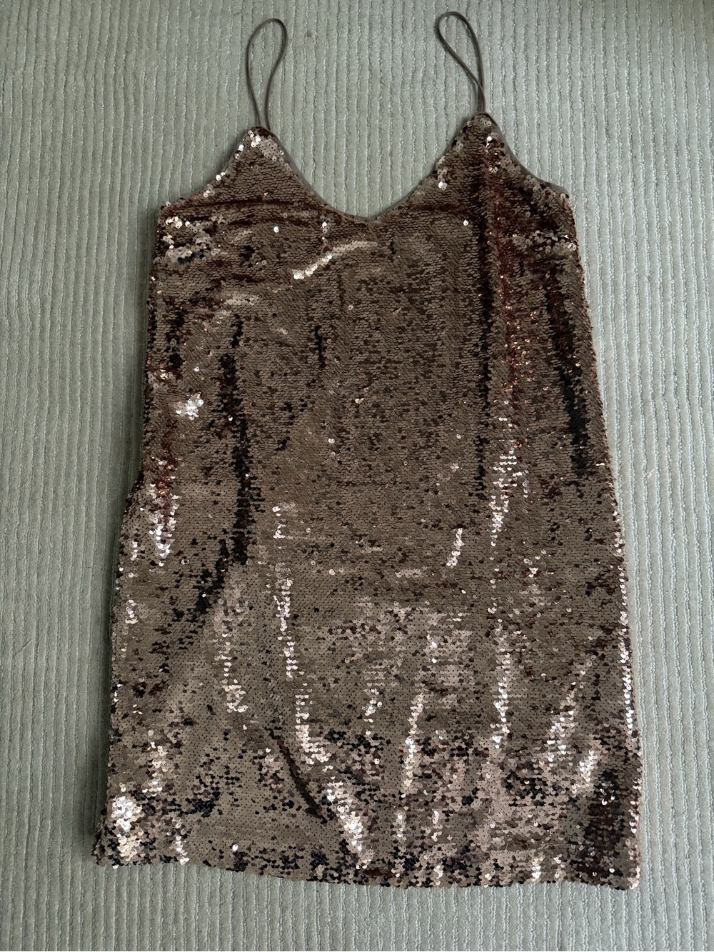 Sequined Slip Mini Dress in Gold